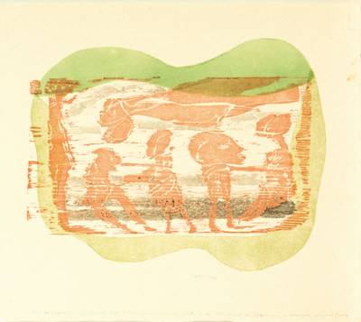Gerhard Altenbourg, 1926-1989, Farbholzschnitt auf Bütten, 1980, betitelt: Wenn der janusköpfige nachtbeheimatete Vogel in den wahnwitzigen Mittag ...