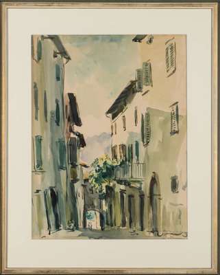 Karl Hufnagel, 1906-1995, Altstadt, Aquarell, sign., betitelt, 70x60 cm, PP, unter Glas gerahmt