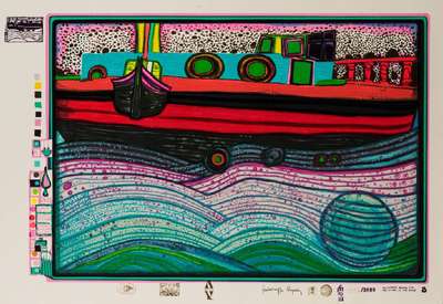 Friedensreich Hundertwasser, 1928-2000, Regentag auf Liebe Wellen, Farbserigraphie, Blatt 8 der Regentagmappe, drucksign., num. 2825/3000, WVZ-Nr. ...