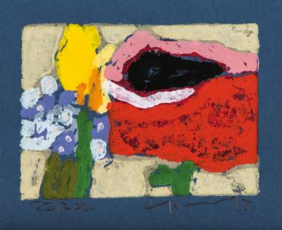Klaus Fussmann, geb. 1938, Mohn, Tulpe, Vergissmeinnicht, Farblinolschnitt, handsign., num. 19/200, ca. 12x14,5 cm