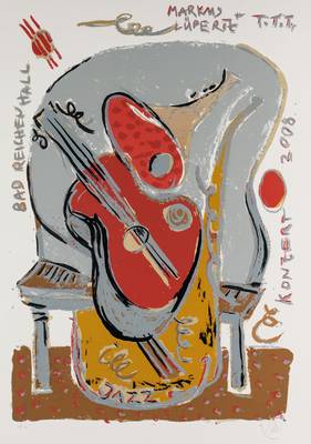 Markus Lüpertz, geb. 1941, Konzert Bad Reichenhall, 2008, Farbserigraphie auf Bütten, sign., num. e.a., Blattgr. ca. 106x77 cm