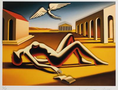 Mark Kostabi, geb. 1960, Embracing the Divine, 3D-Lithografie, handsign., dat. 2015, num. 2/50, Motiv ca. 38x50 cm