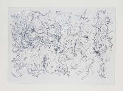 Bernard Schultze, 1915-2005, Wie das wuchert, Radierung auf Bütten, sign., betitelt, dat. 2004, num. 46/100, Hrsg.: Unicef 2004, Platte 50x69,5 cm