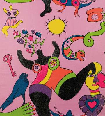 Niki de Saint-Phalle, 1930-2002, Die große Nana, Farbserigraphie auf Tapetenstück, Blattgr. 58x53 cm, PP