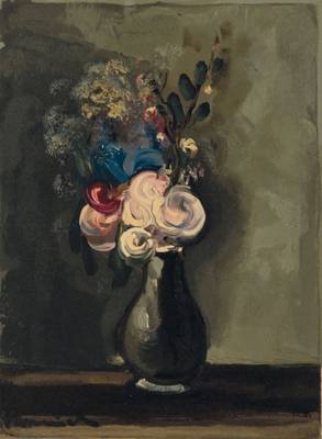 Maurice de Vlaminck, 1876-1958, Les roses pompom, Farbholzschnitt aus Les heures claires, drucksign., Druck von Raymont Jacquet Paris 1960, Blattgr. ...