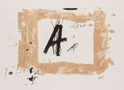 Antoni Tapies, 1923-2012, Lettre A, Lithografie auf Bütten, im Stein sign., Hrsg./Druck Maeght Paris 1976, Blattgr. 35,5x75 cm, PP