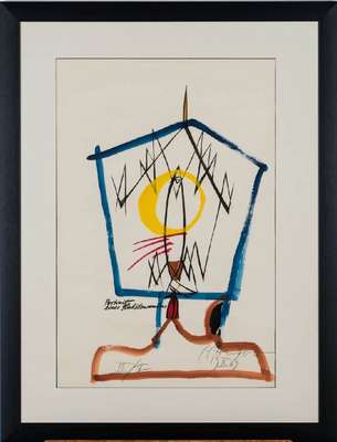 unbekannter Künstler, Der Raketenmacher, Lithografie, sign., num. 3/5, PP Ausschnitt 65x54 cm, unter Glas gerahmt