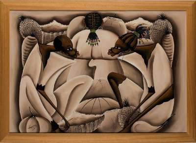 Afrikanischer Künstler, Acryl/Hartfaser, sign., 100x71 cm, Rahmen