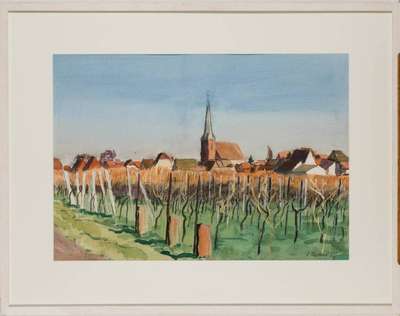 Heinz Friedrich, geb. 1924 Schwetzingen, Siebeldingen, Aquarell, sign., dat. (19)85, PP, Blattgr. 50x70 cm, unter Glas gerahmt