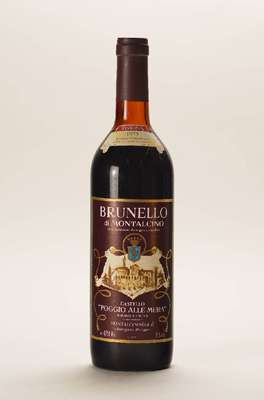 12 Flaschen 1975 Brunello di Montalcino Riserva alle Mura, je ca. 75 cl, 13 % Vol., Füllstände: top shoulder und into neck, unverkostet, Etiketten ...