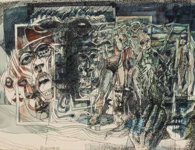 Heinz Brzoska, 1942 - 2015 Ludwigshafen, Aquarell/Tuschezeichnung, sign., dat. 1983, Blattgr. 42x50 cm, unter Glas gerahmt