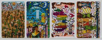 James Rizzi, 1950-2011, Konvolut aus 4 Telefonkarten, je handsign., num., Auflage 500Exemplare, je ca.8,5x5,5 cm