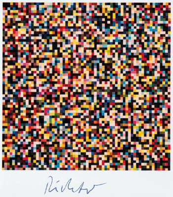 Gerhard Richter, geb. 1932, Kunstpostkarte, 4096 Farben, 1974, handsign., ca. 10,5x15 cm