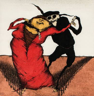 Gertrude Degenhardt, geb. 1940 Berlin, Dame und der Tod, Mischtechnik mit Tusche und Aquarell auf Papier, re. unten sign. und dat. 1972, Blattgr. ca. ...