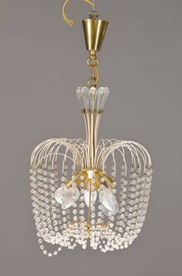 Deckenlüster, Murano, Italien, 70er Jahre, 5 Brennstellen, Elektrifizierung nicht geprüft,H. ca. 61 cm, D. ca. 37 cm