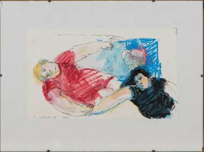 Christiane Maether, geb. 1941 Berlin, Miteinander Schwingen, Gouache/Papier, sign., dat. 2005, Blattgr. 29,5x18 cm