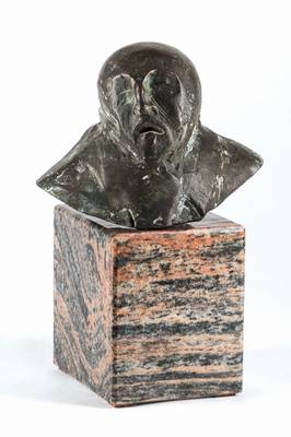 Wolf Spitzer, geb. 1940, Hans Purrmann, Bronzebüste auf Granitsockel, Darstellung Purrmanns krankheitsbedingtes Altersgesicht, sign., ...