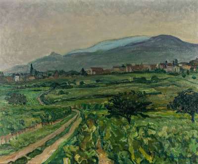 Werner Trautmann, 1913-2007, Neustadt - Blick zum Hambacher Schloss, Öl/Lwd, sign., dat. (19)63, ca. 46x56 cm, Rahmen