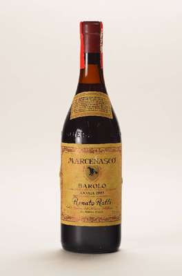 1 Flasche 1985 Barolo Marcenasco Renato Ratti , La Morra-Italia, ca. 75 cl, 13,5 % Vol., Füllstand zwischen Kapsel und Wein ca. 3,6 cm,unverkostet, ...