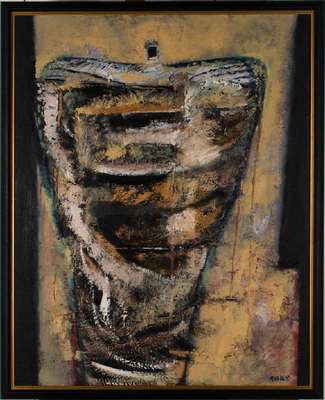 Maskens, zeitgenössischer Künstler, pastose Acryltechnik/Lwd, sign., 100x80 cm, Rahmen