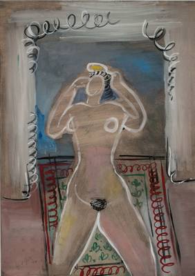 Ernst Geitlinger, 1895 Frankfurt am Main - 1972 Seeshaupt, Vor geöffnetem Fenster, Tempera auf Papier, sign., verso dat. 1940 Seehaupt, betitelt, ...