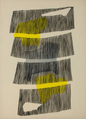 Ernst Geitlinger, 1895 Frankfurt am Main-1972 Seeshaupt, Gelb unterlegt, Tempera/Tusche auf Papier, verso sign., dat. 1961, WVZ-Nr: P 570, Blattgr. ...