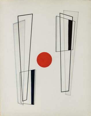 Ernst Geitlinger, 1895 Frankfurt am Main-1972 Seeshaupt, Roter Punkt, Tempera/Bleistift auf Papier, verso sign., dat. 1965, WVZ-Nr: P 779, Blattgr. ...