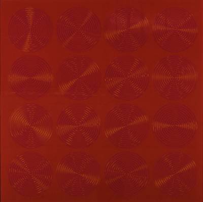Rudolf Kämmer, geb. 1935 Rudolstadt, Schüler von Ernst Geitlinger, hier: Nr. 21/1971, Farbserigraphie in Rot, verso handsign., dat. 1971, Blattgr. ...