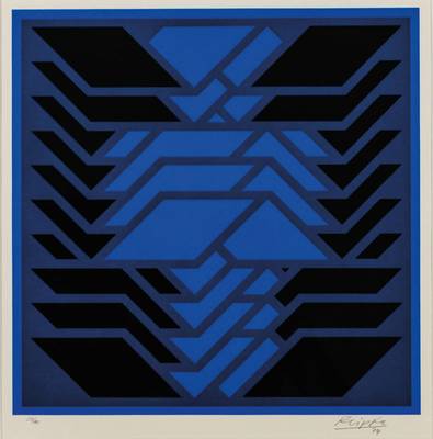 Jürgen Reipka, 1936 Hannover-2013 Pfarrkirchen, Geometrische Optikschichtung, Farbserigraphie, handsign., dat. 1974, num. 23/40, ca. 46x46 cm, unter ...