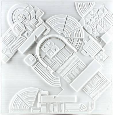 Eduardo Paolozzi, 1924-2005, Reliefplatte, Jahresteller, Porzellan, Rosenthal Edition 1978, verso gemarkt und num. 2638/3000, ca. 35x35 cm