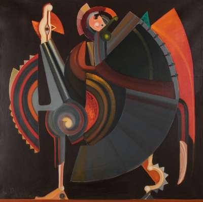 Miguel dos Santos, geb. 1944 Caruaru, Brasilien, Ariano, Öl/Hartfaser, sign., dat.1986, 120x120, Holzrahmen, Provenienz: privateKunstsammlung ...