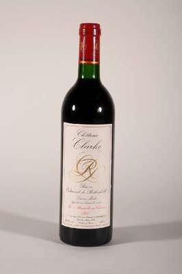 6 Flaschen 1987 Chateau Clarke, Baron Edmondde Rothschild, Listrac-Medoc, je ca. 75 cl, 12,5 % Vol., Füllstände: je ca. into neck, unverkostet, ...