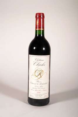 6 Flaschen 1986 Chateau Clarke, Baron Edmondde Rothschild, Listrac-Medoc, je ca. 75 cl, 12,5 % Vol., Füllstände: je ca. into neck, unverkostet, ...