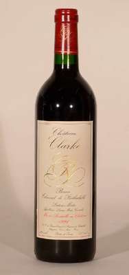 6 Flaschen 1996 Chateau Clarke, Baron Edmond de Rothschild, Listrac-Medoc, je ca. 75 cl, 13 % Vol., Füllstände: je ca. into neck, unverkostet, ...