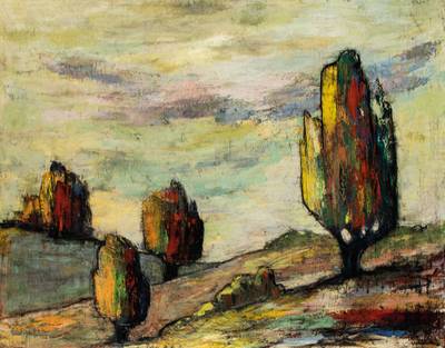 Hrkalovic Strahimir, 1907 Jugoslawien - 1977 Paris, Landschaft mit vereinzelten Bäumen, Öl/Lwd, rechts unten signiert und datiert (19)66, ca. ...
