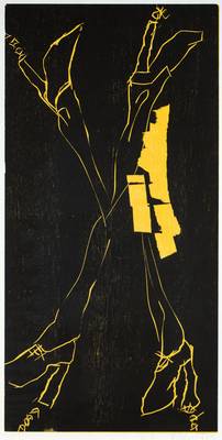 Georg Baselitz, geb. 1938, Farbholzschnitt auf äußerst feinem Japanpapier, Handabzug, 2016, handsign., Nr. 27, Auflage 50 Exemplare,ca. 99x49,5 cm, ...