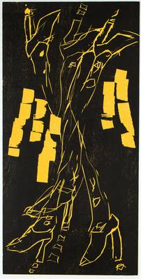 Georg Baselitz, geb. 1938, Farbholzschnitt auf äußerst feinem Japanpapier, Handabzug, 2016, handsign., Nr. 27, Auflage 50 Exemplare, ca. 99x49,5 ...