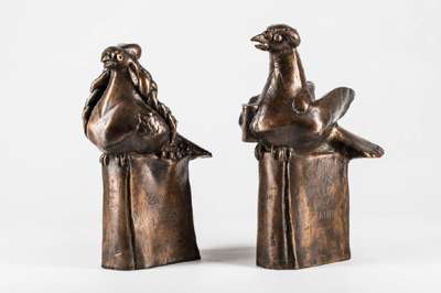 Gernot Rumpf, geb. 1941 Kaiserslautern, Katharina von Bora und Martin Luther, 2 Bronzeskulpturen, je sign., num. 23/25 und 25/25, Gießerstempel, ca. ...