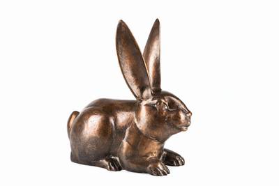 Gernot Rumpf, geb. 1941 Kaiserslautern, Hase, Bronzeskulptur, sign., num. 13/25, Gießerstempel, ca. 29x30 cm