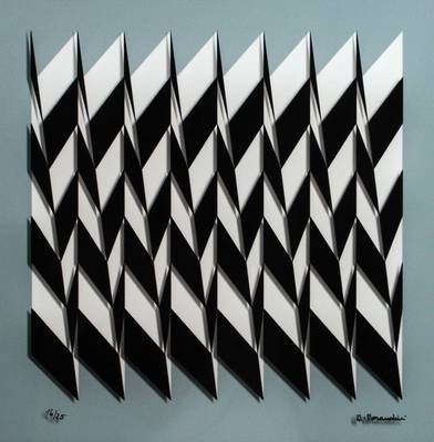 Marcello Morandini, geb. 1940 Mantua, Abstrakte 3-D Komposition, handsign., num. 16/25, aus 2017, ca. 30x30 cm, zwischen zwei geschichteten ...