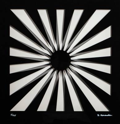 Marcello Morandini, geb. 1940 Mantua, Abstrakte 3-D Komposition, handsign., num. 2/25, aus 2017, ca. 30x30 cm, zwischen zwei geschichteten ...