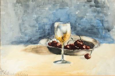 Paula Lauenstein, 1898-1980, Stillleben, Gouache, sign., ca. 31x46 cm, unter Glas gerahmt, gesamt 58,5x71 cm