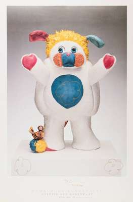 Jeff Koons, geb. 1955, Pooples, Farboffset, Hamburger Kunsthalle 1997, mit Goldstift handsign., dat. 2/13/00, Blumenzeichnung, leichte Rollspuren, ...