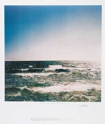 Gerhard Richter, geb. 1932, Marina Seascape,1998, Guggenheim Bilbao 2002, Farboffset, handsign., Blattgr. 70x60 cm, Bleistiftspuren/Einrollspuren