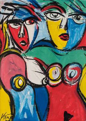 Peter Robert Keil, geb. 1942, Acryl/Hartfaser, sign., ca. 50x38 cm, Rahmen