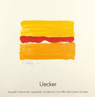 Günther Uecker, geb. 1930, Farblithografie, zur Ausstellung 1986, handsign., Blattgr. 61x61 cm