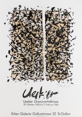 Günther Uecker, geb. 1930, Farblithografie, zur Ausstellung 1983, handsign., Blattgr. 83,5x60 cm