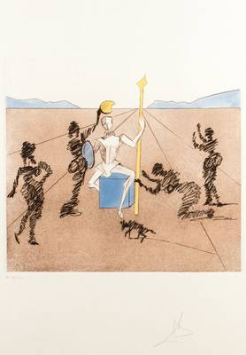 Salvador Dali, 1904-1989, Radierung auf Arches Bütten, aus der Folge Don Quijote, 1980, handsign., num. 68/125, WVZ: Field 80- 1F, Platte 39x43,5 ...