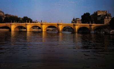 Christo und Jeanne-Claude, Pont Neuf, Offset, handsigniert von beiden Künstlern, Blattgr. 57x94 cm, kleine Knicke im Blatt