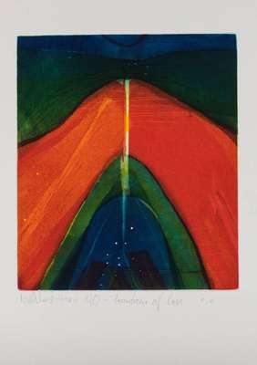 Willibrord Haas, Fontain of love, Farbradierung, handsign., dat. 1989, num. e.a., Platte 38x32,5, Blattgr. 65x54 cm